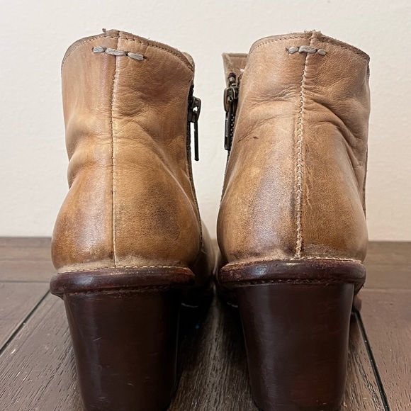 BED|STU Tan Leather Ankle Booties with Chunky Heel Womens size 8.5 - Picture 9 of 13